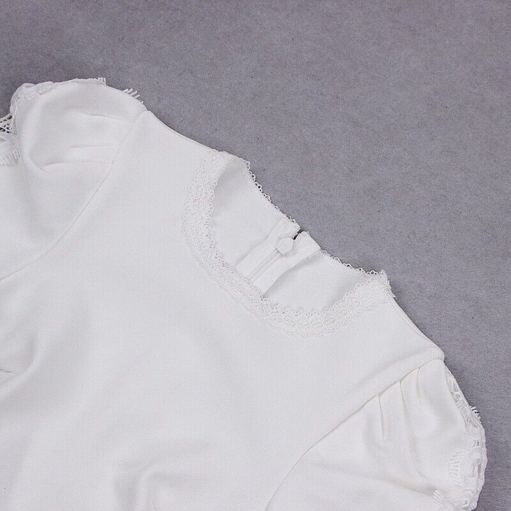 Women's Suit Matching Set 2 Pieces White Top + Flare Pants M - Picture 4 of 12